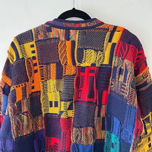 Tundra Canada Coogi Style Colorful Patchwork 3D Knit Cotton Sweater - Picture 10 of 16